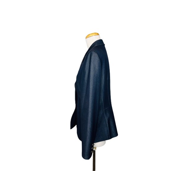 Kasper Tailored Blazer Pleated Waist Shield Buttons And Stitching Sz 8 NWOT - Picture 4 of 11